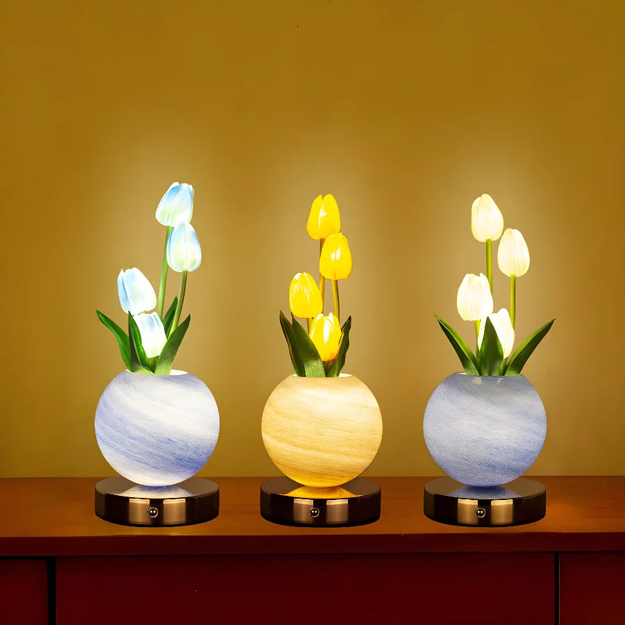 Lámpara Tulipán LED Recargable para Mesita de Noche