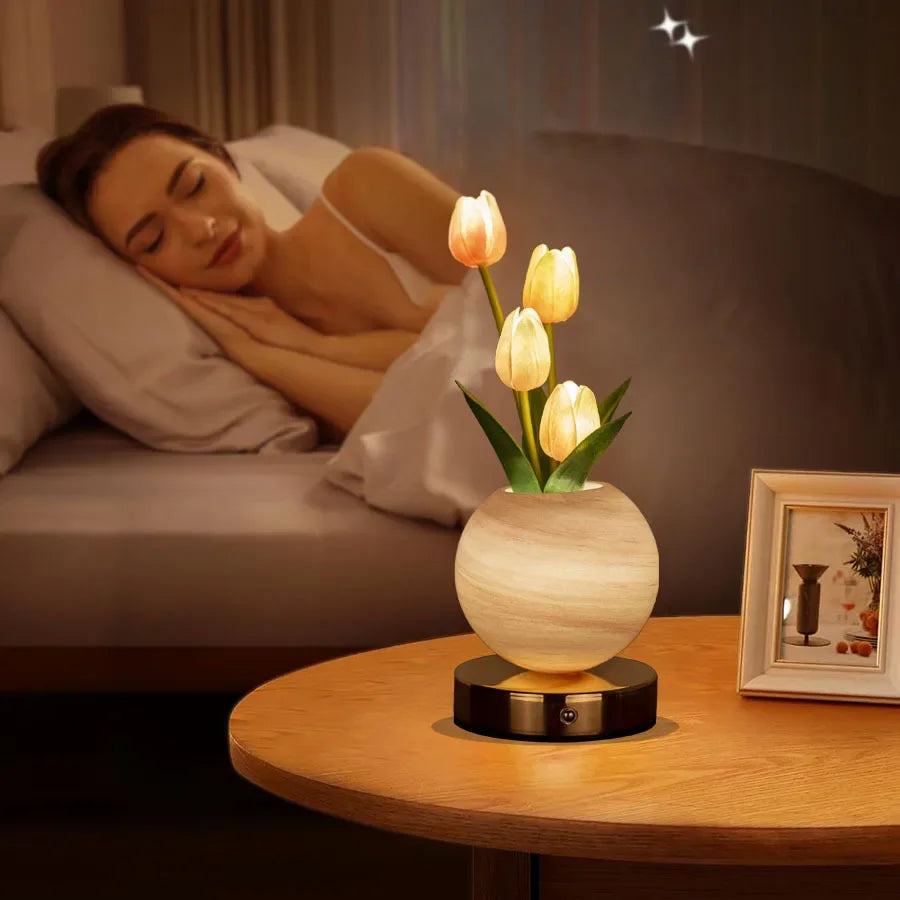 Lámpara Tulipán LED Recargable para Mesita de Noche