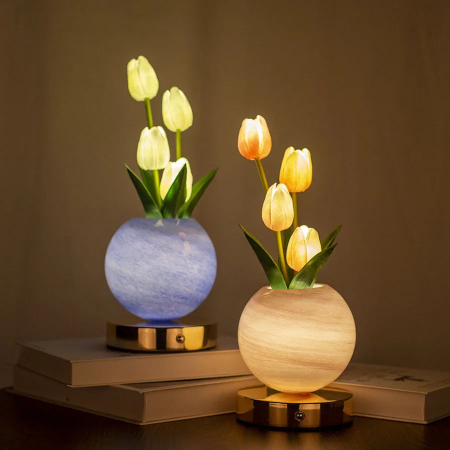 Lámpara Tulipán LED Recargable para Mesita de Noche
